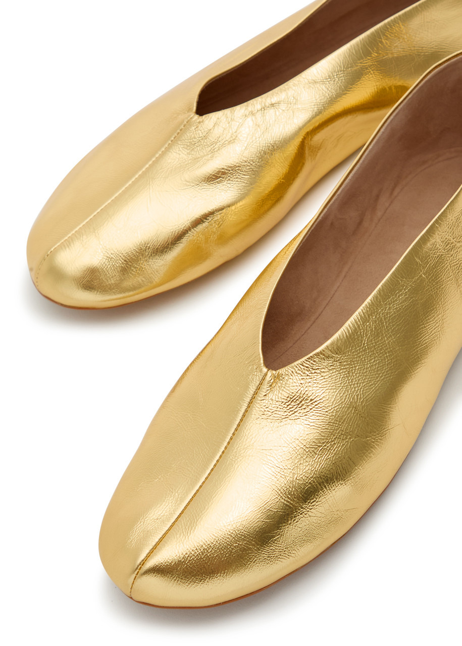 The Row Stella Metallic Leather Ballet Flats - 3