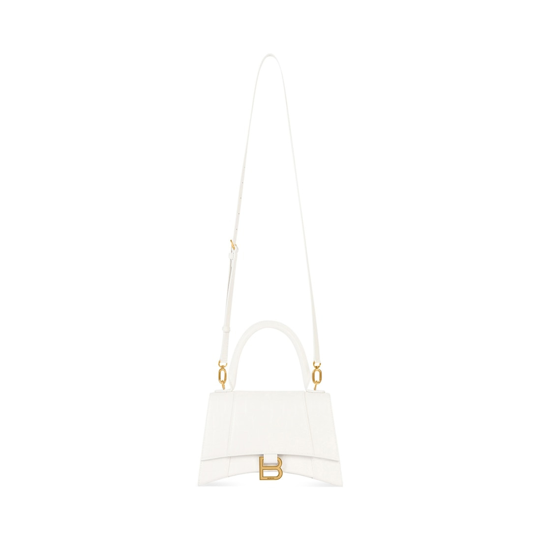 Women's Hourglass Small Handbag Crocodile Embossed in White - 3