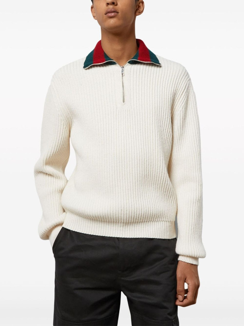 Web-stripe ribbed wool cardigan 3