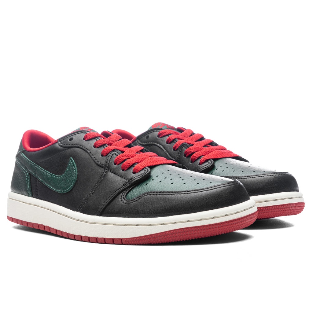 AIR JORDAN 1 LOW OG WOMEN'S - BLACK/GORGE GREEN/VARSITY RED - 2