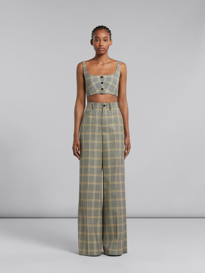 Marni YELLOW CHECKED TECH WOOL PALAZZO TROUSERS outlook