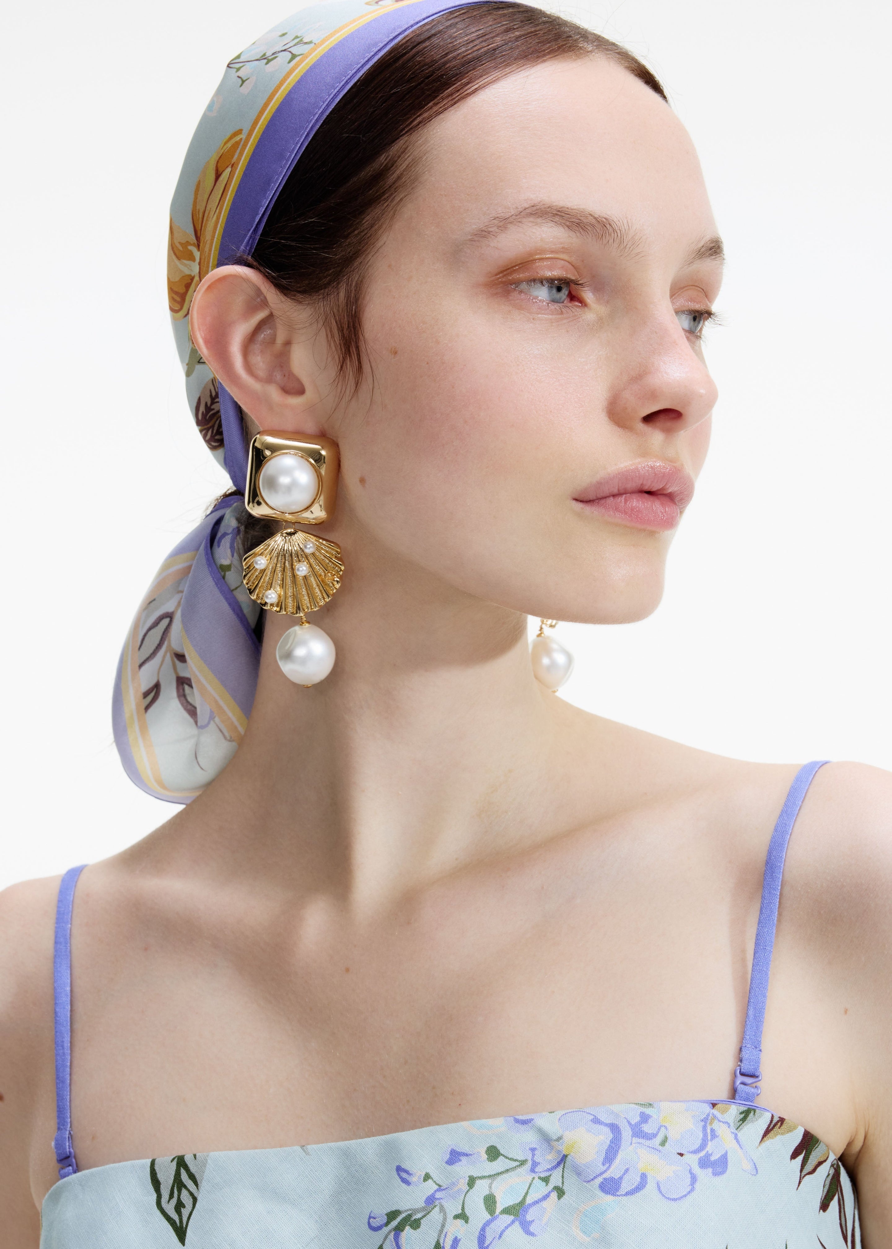 Gold Pearl Shell Earrings - 3