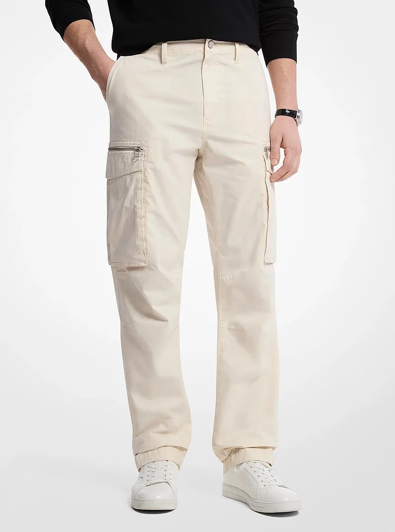 Stretch Cotton Poplin Cargo Pants - 1