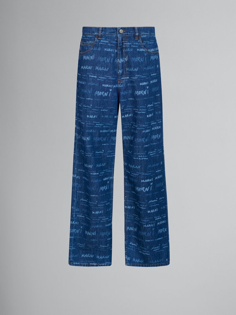 DENIM STRAIGHT TROUSERS WITH MEGA MARNI PRINT 1