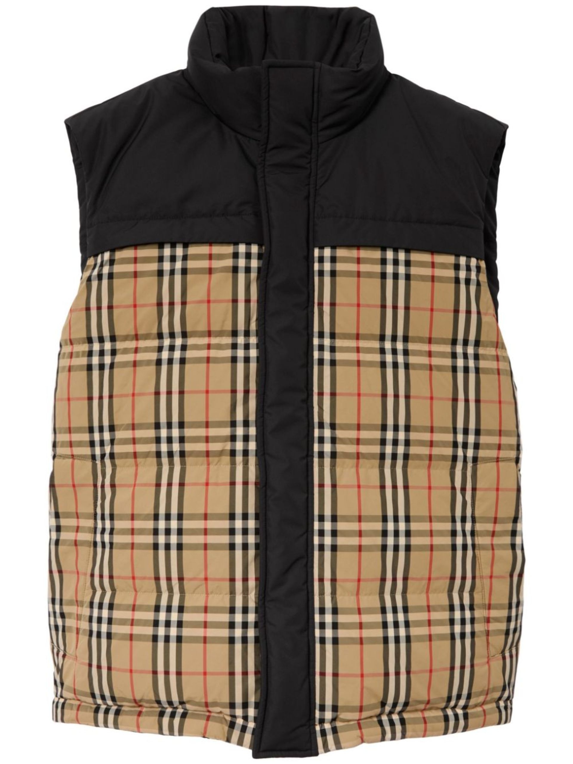 Black Check Panel Reversible Gilet - 1