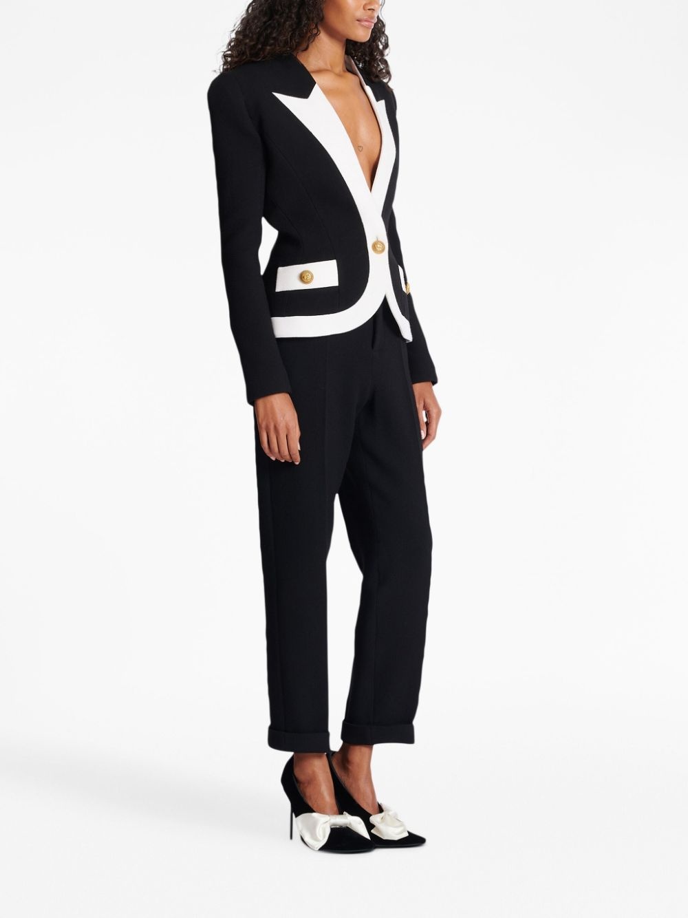 two-tone crepe blazer - 3