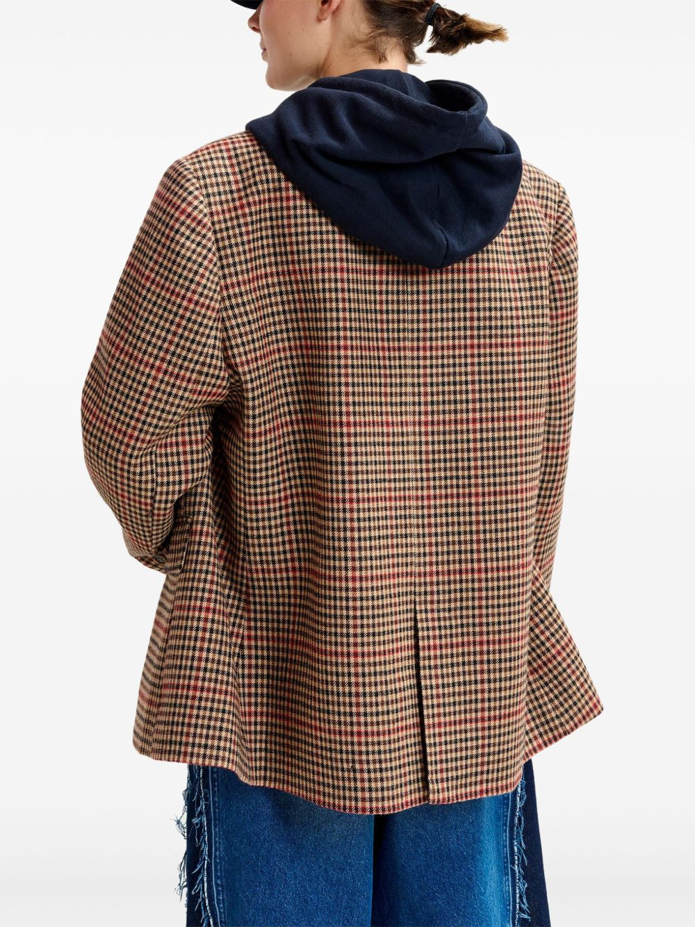 check-pattern single-breasted blazer - 4