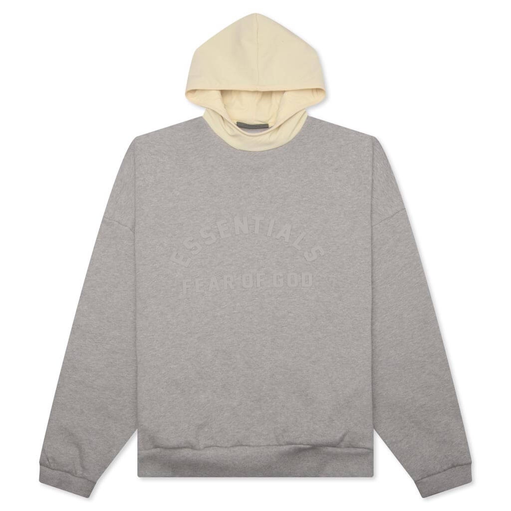 NYLON FLEECE HOODIE - DARK HEATHER OATMEAL/GARDEN YELLOW - 1