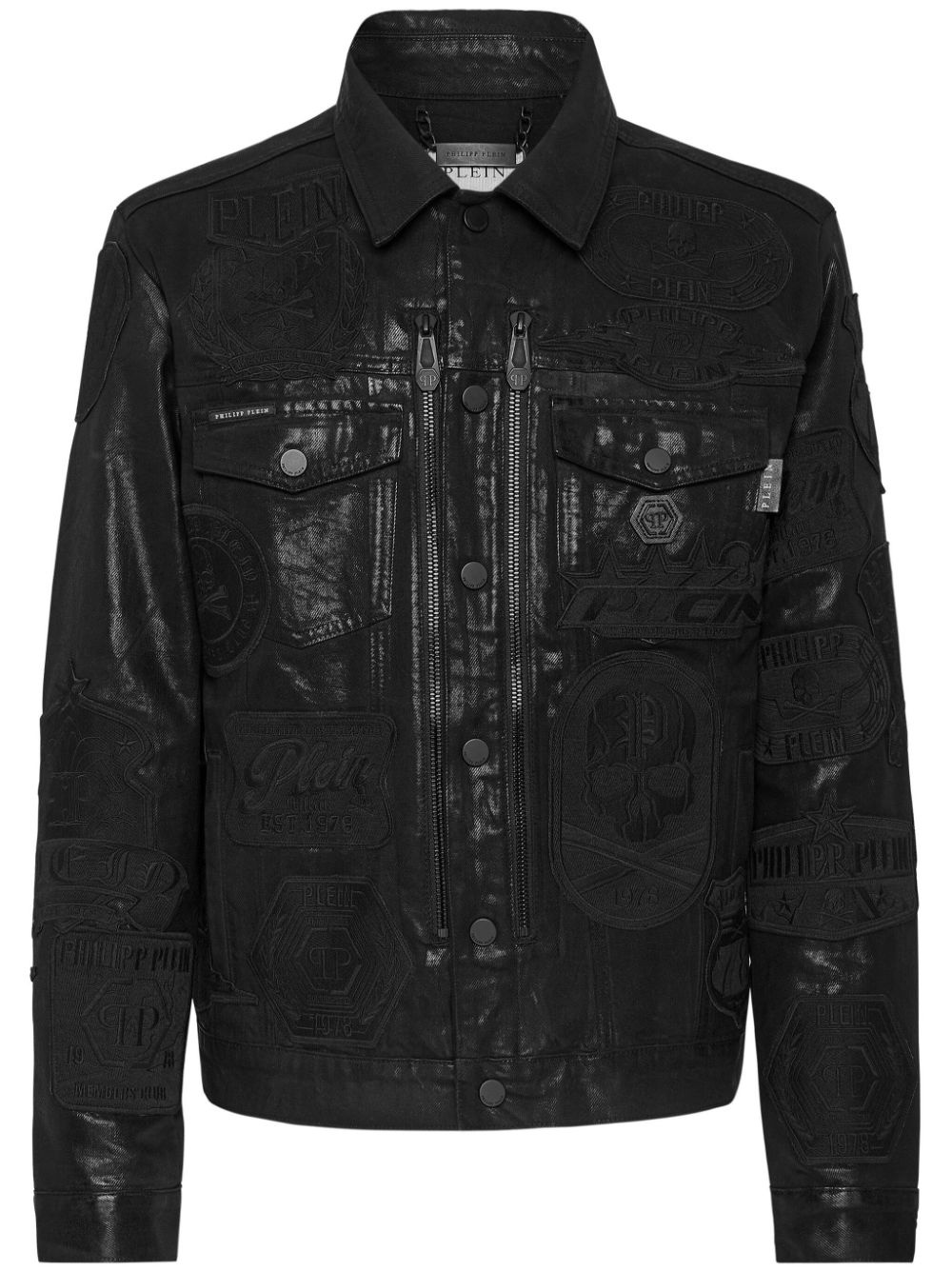 zipped denim jacket - 1