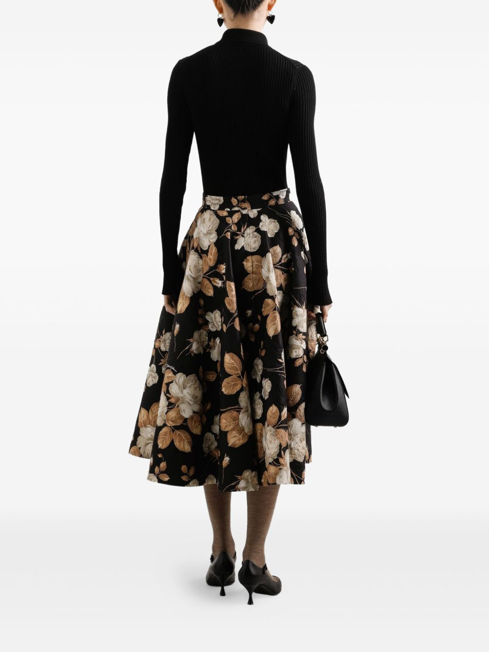 rose-print pleated midi skirt - 3