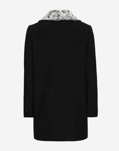 Dolce & Gabbana Short wool coat with lace details outlook