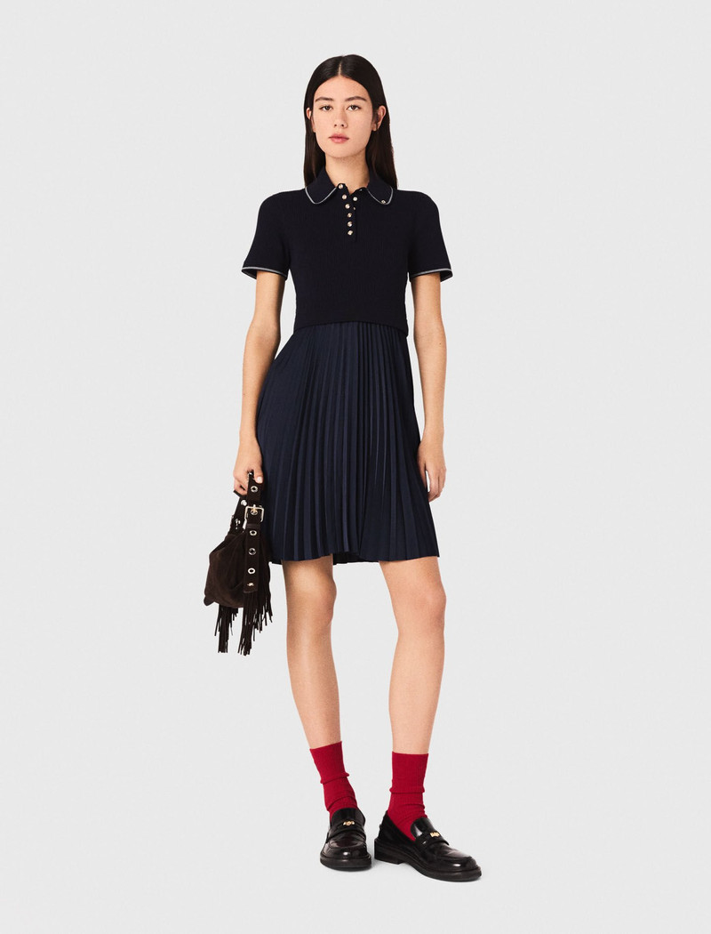 maje Mini pleated polo collar dress outlook