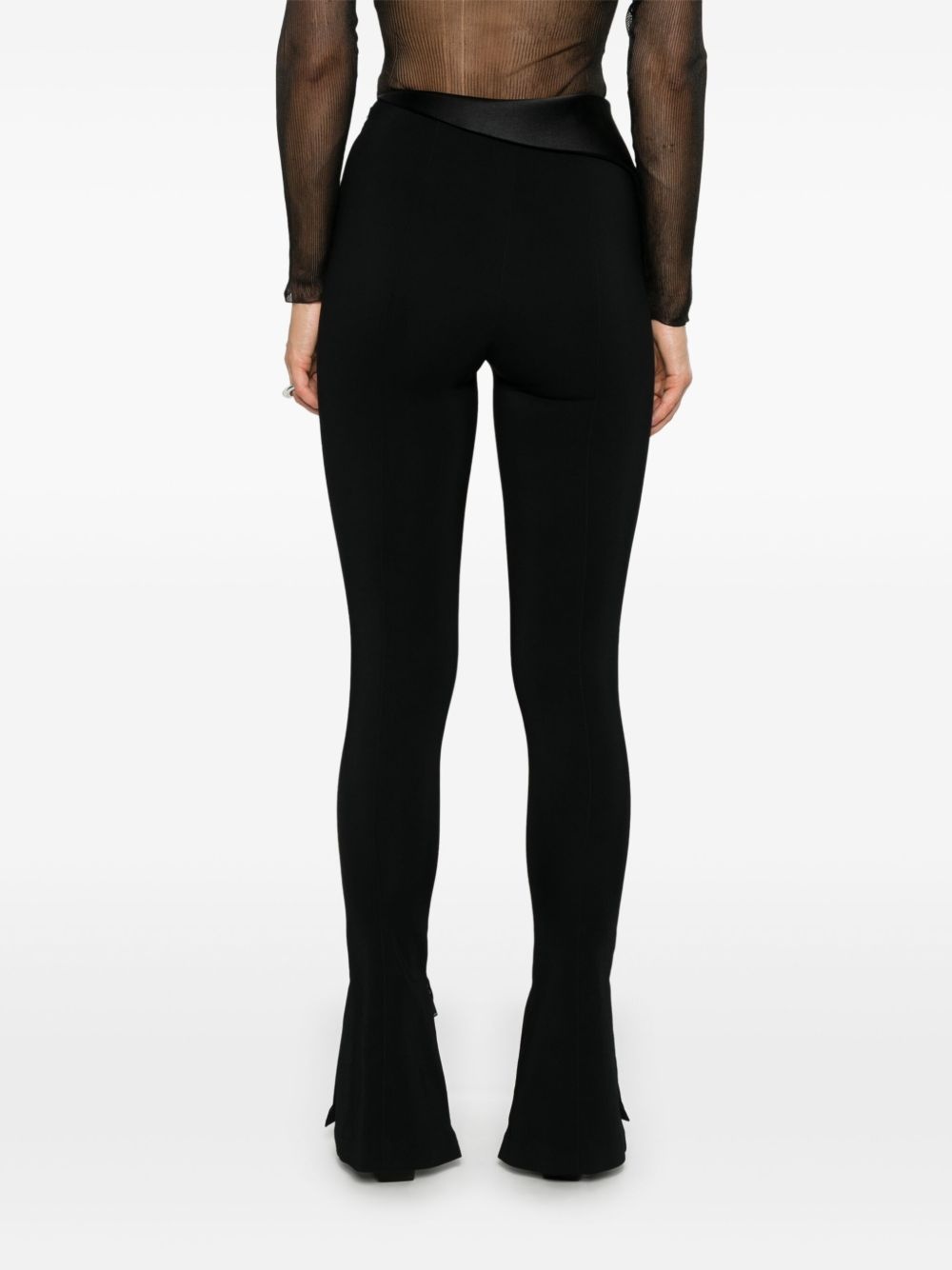 satin-waistband flared trousers - 4