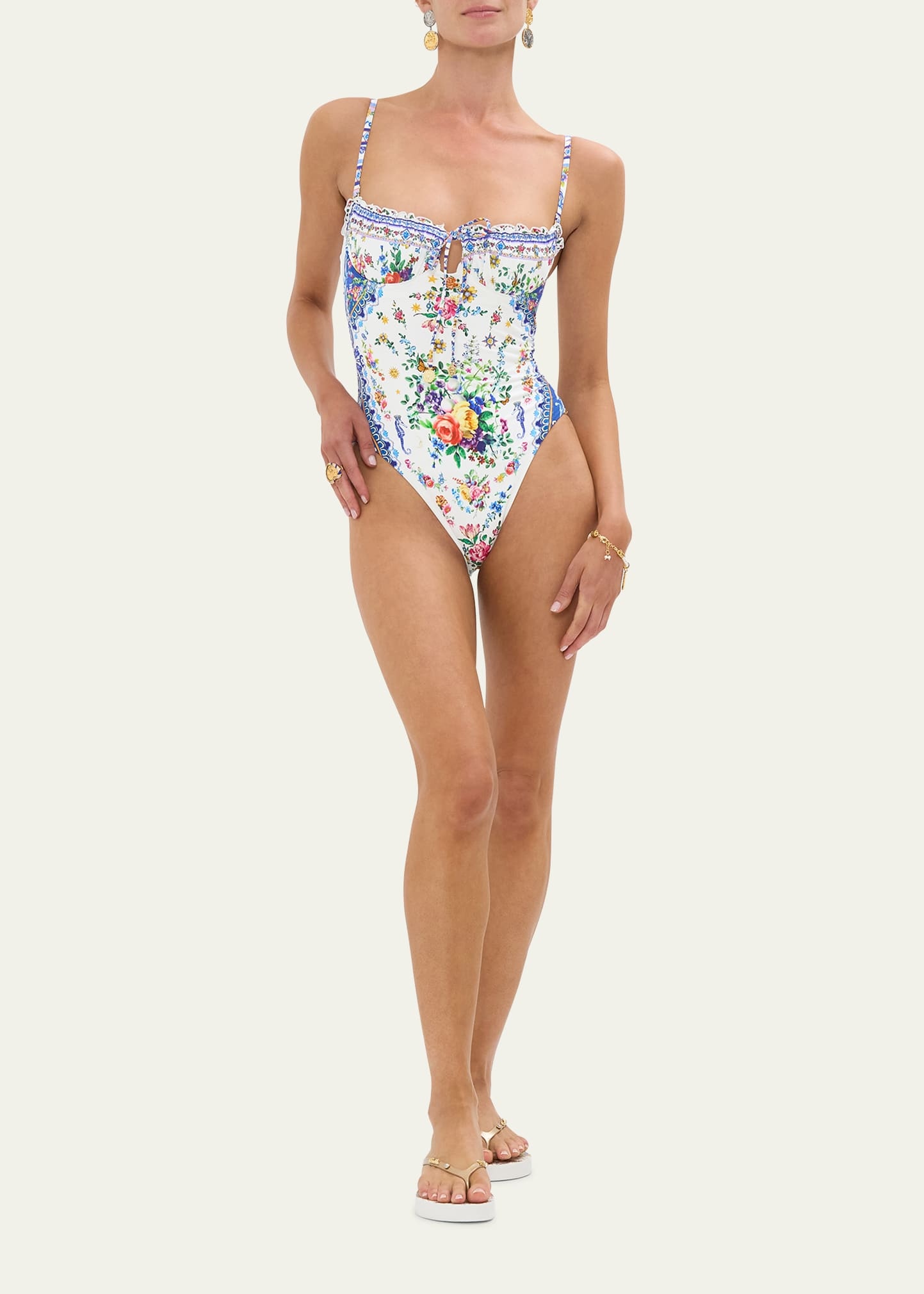 Tiles Darls Ruched Underwire One-Piece Swimsuit - 2