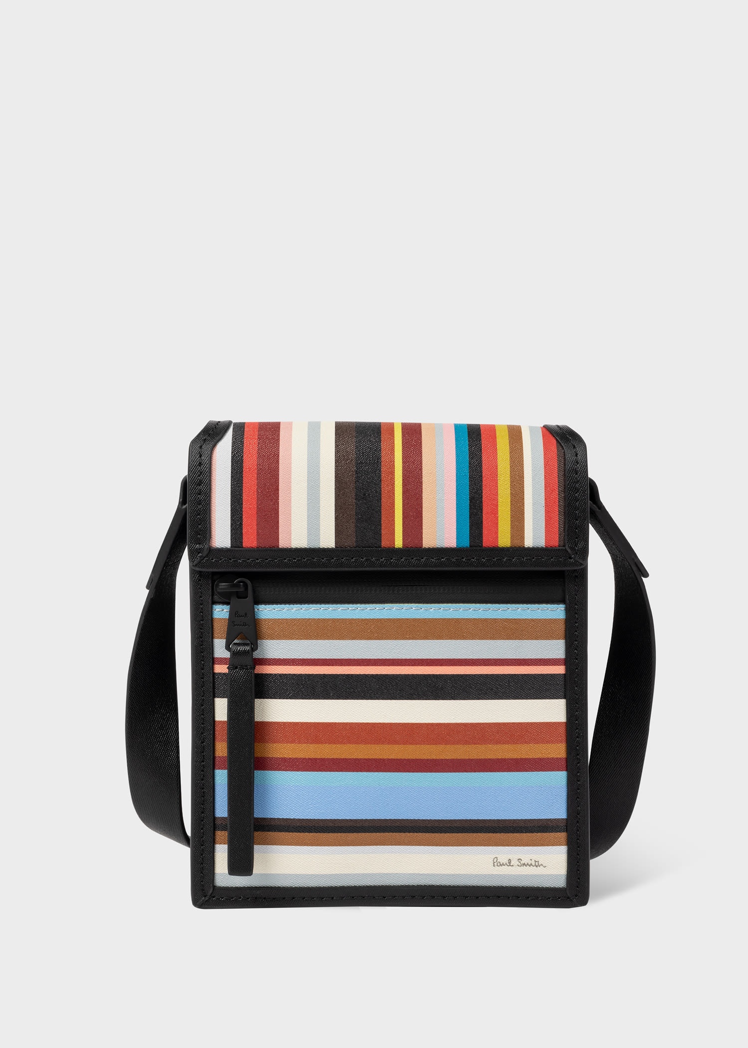 Paul Smith Black Leather Signature Stripe Messenger Bag Paul Smith