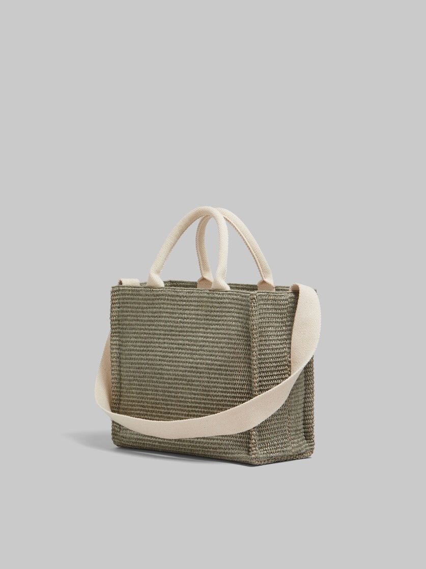 Marni GREEN RAFFIA-EFFECT SMALL TOTE BAG | REVERSIBLE