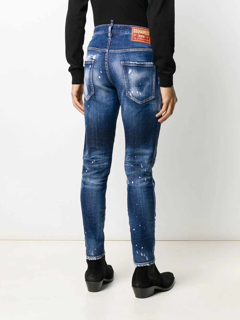 distressed splatter-effect skinny jeans - 4