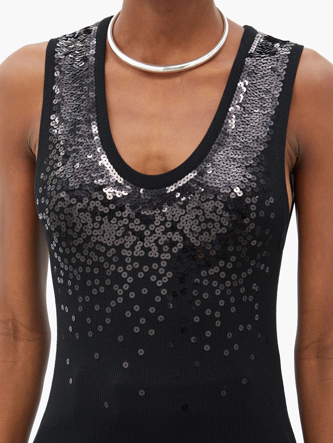 Sequinned ribbed virgin-wool tank top - 3