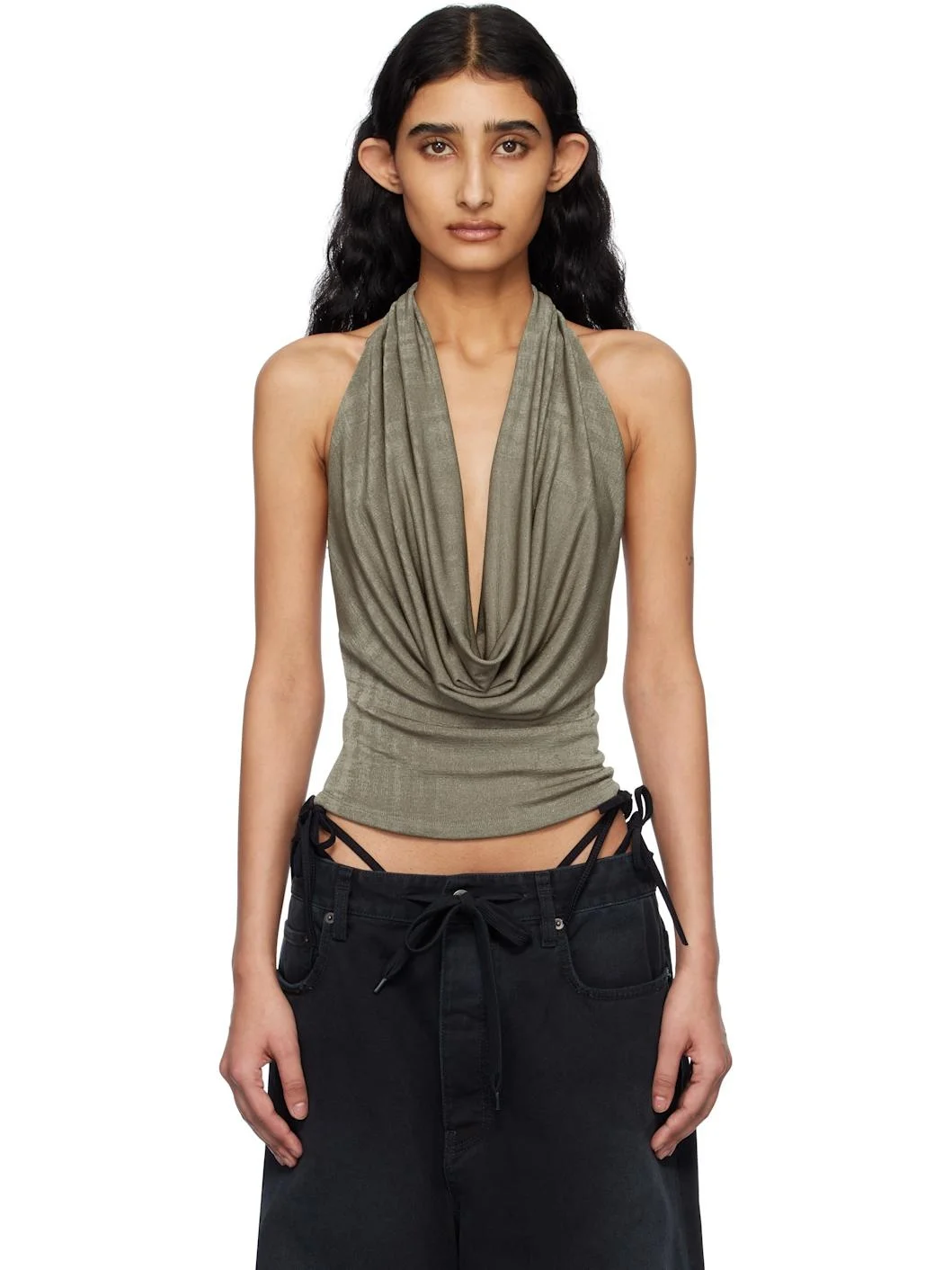 Taupe Cowl Neck Top - 1