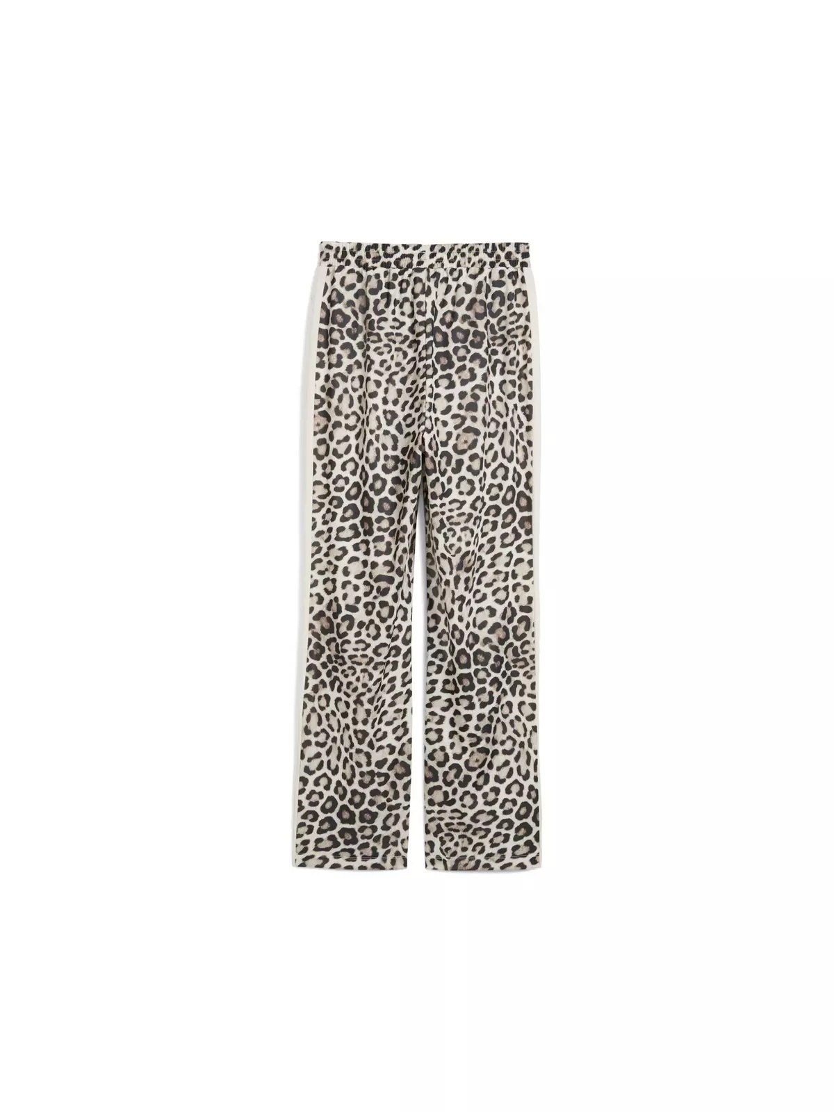 PUMA Women's T7 LEO LUXE All-Over Print Straight Pants -White/Brown - 7