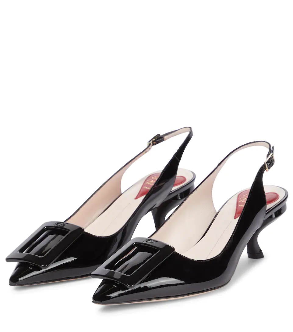 Virgule leather slingback pumps - 5