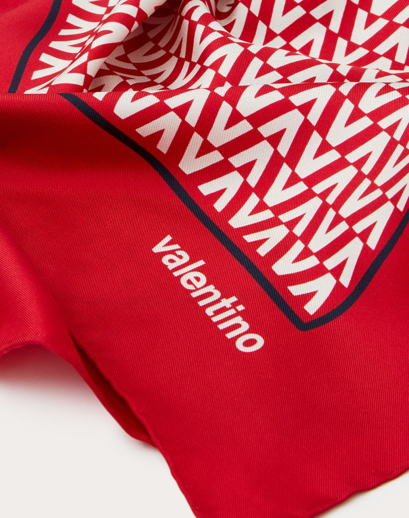 Optical Valentino print silk foulard 90x90 cm 3