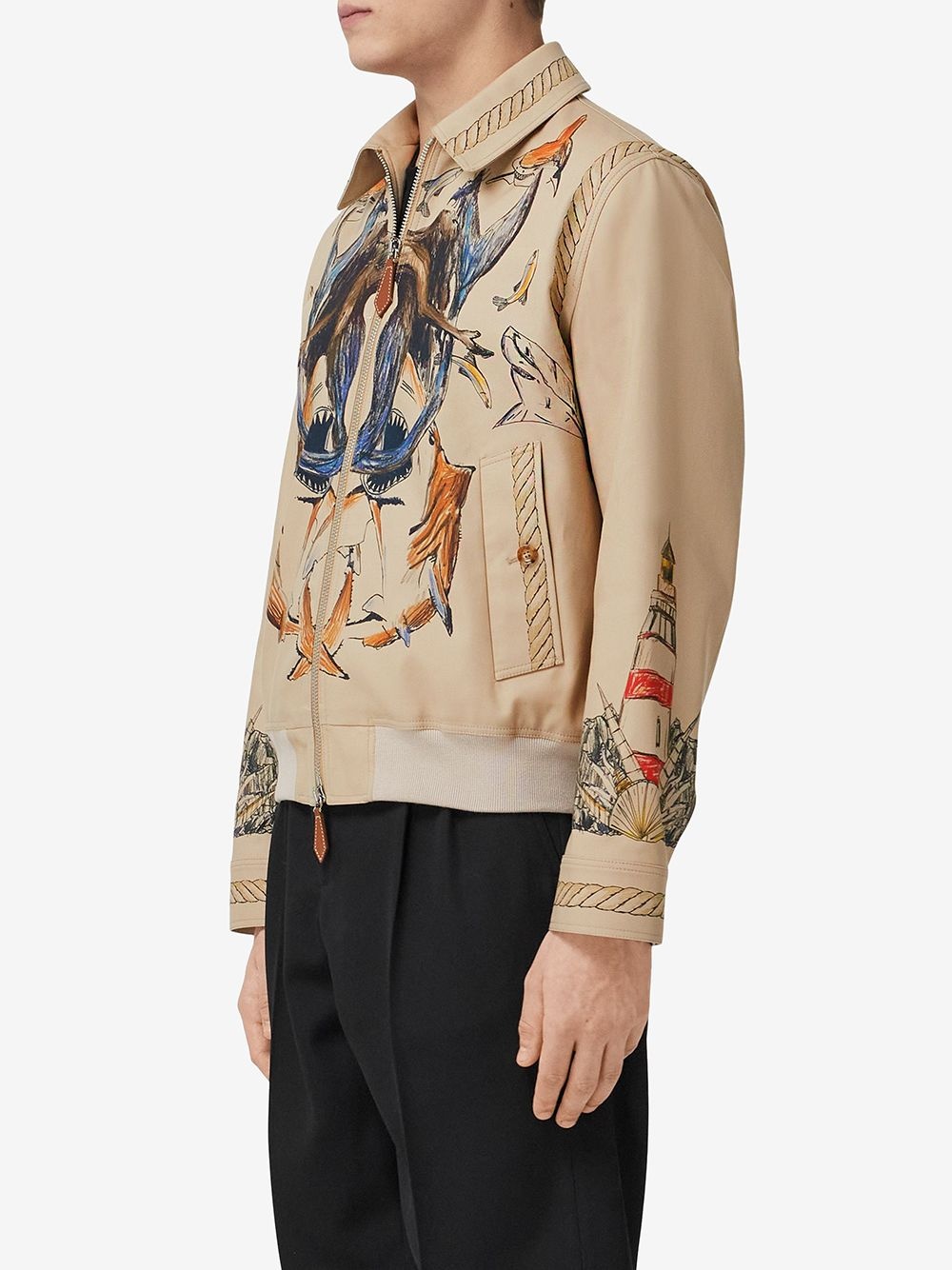 marine sketch-print Harrington jacket - 3