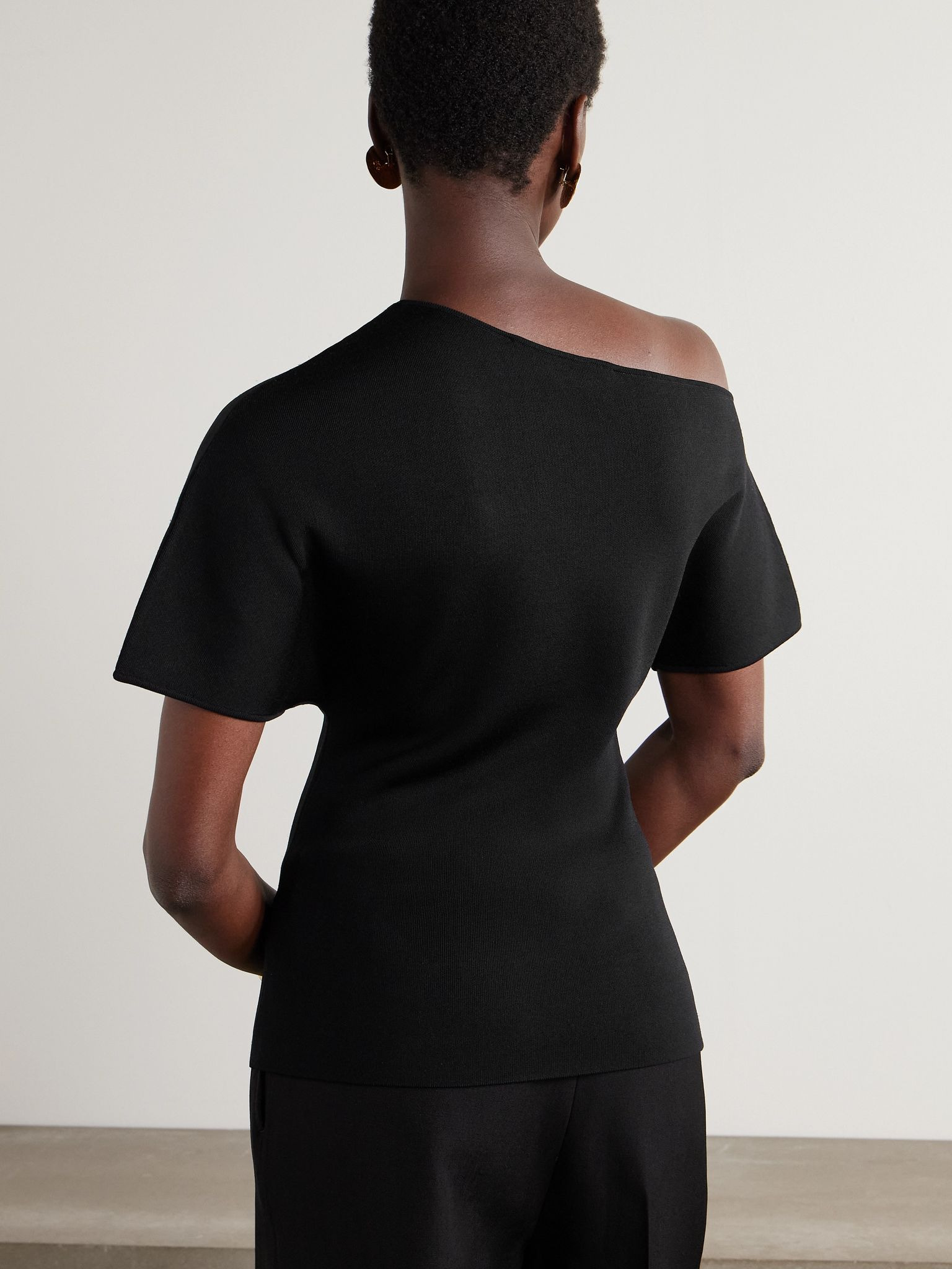 Asymmetric jersey top Black - 3