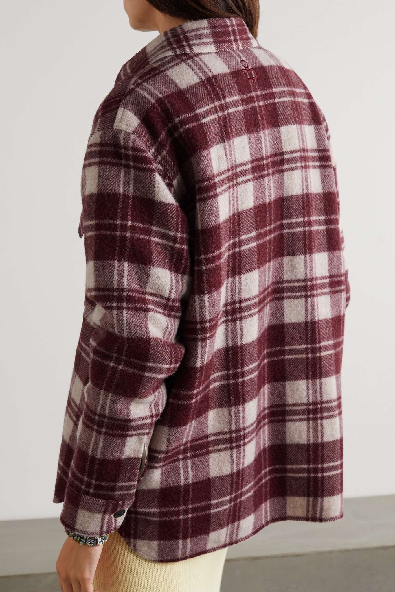 Faxon oversized checked brushed wool-blend jacket - 3