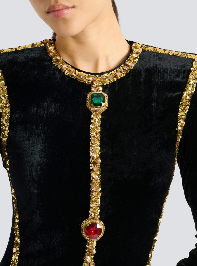 Long embellished velvet dress 4