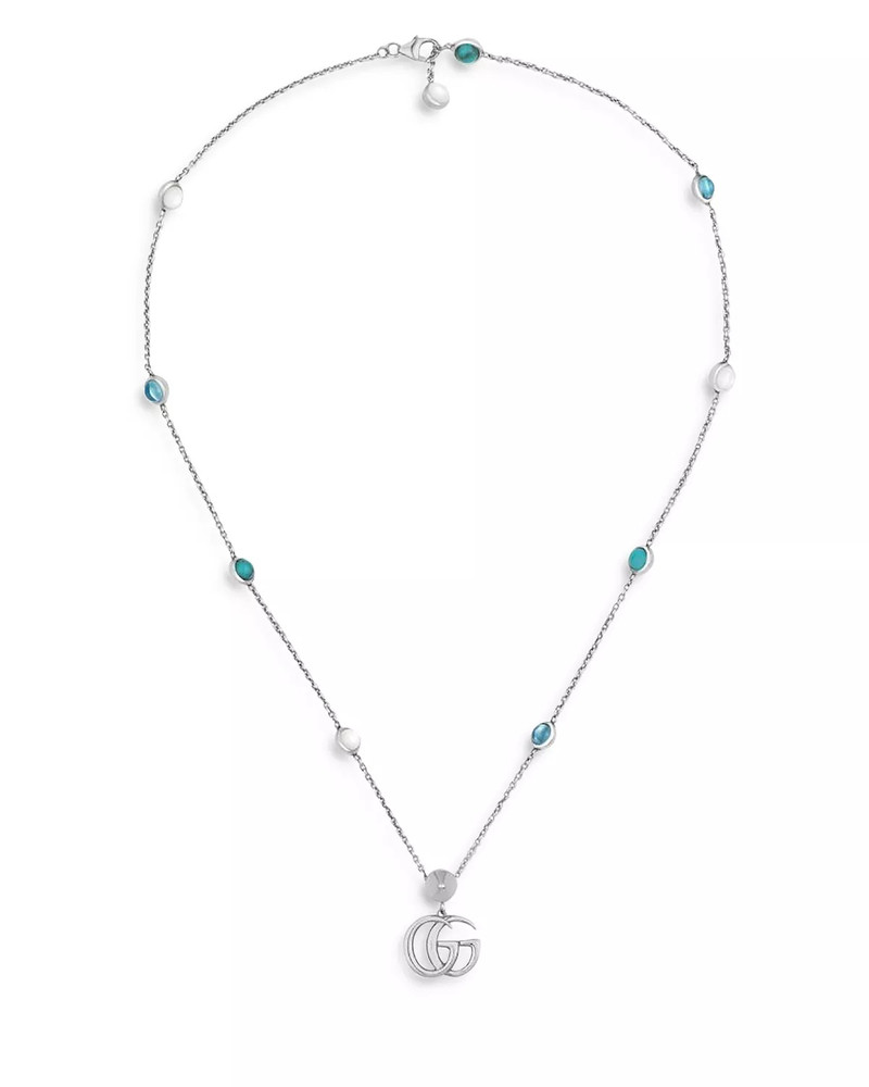 Sterling Silver Marmont Multi-Stone Double G Pendant Necklace, 15.5-16.6" 1