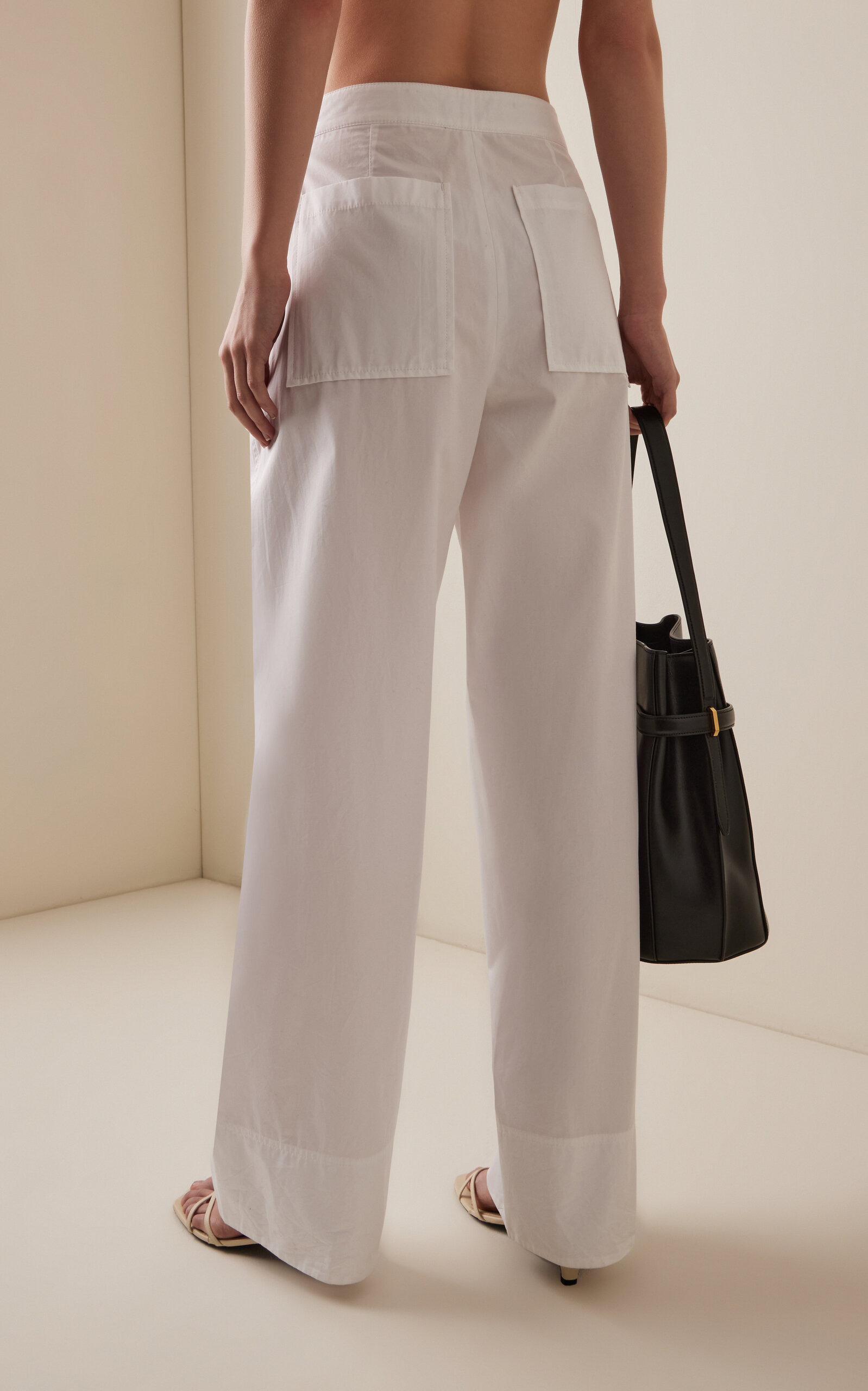 Twisted Seam Cotton Wide-Leg Pants white - 4