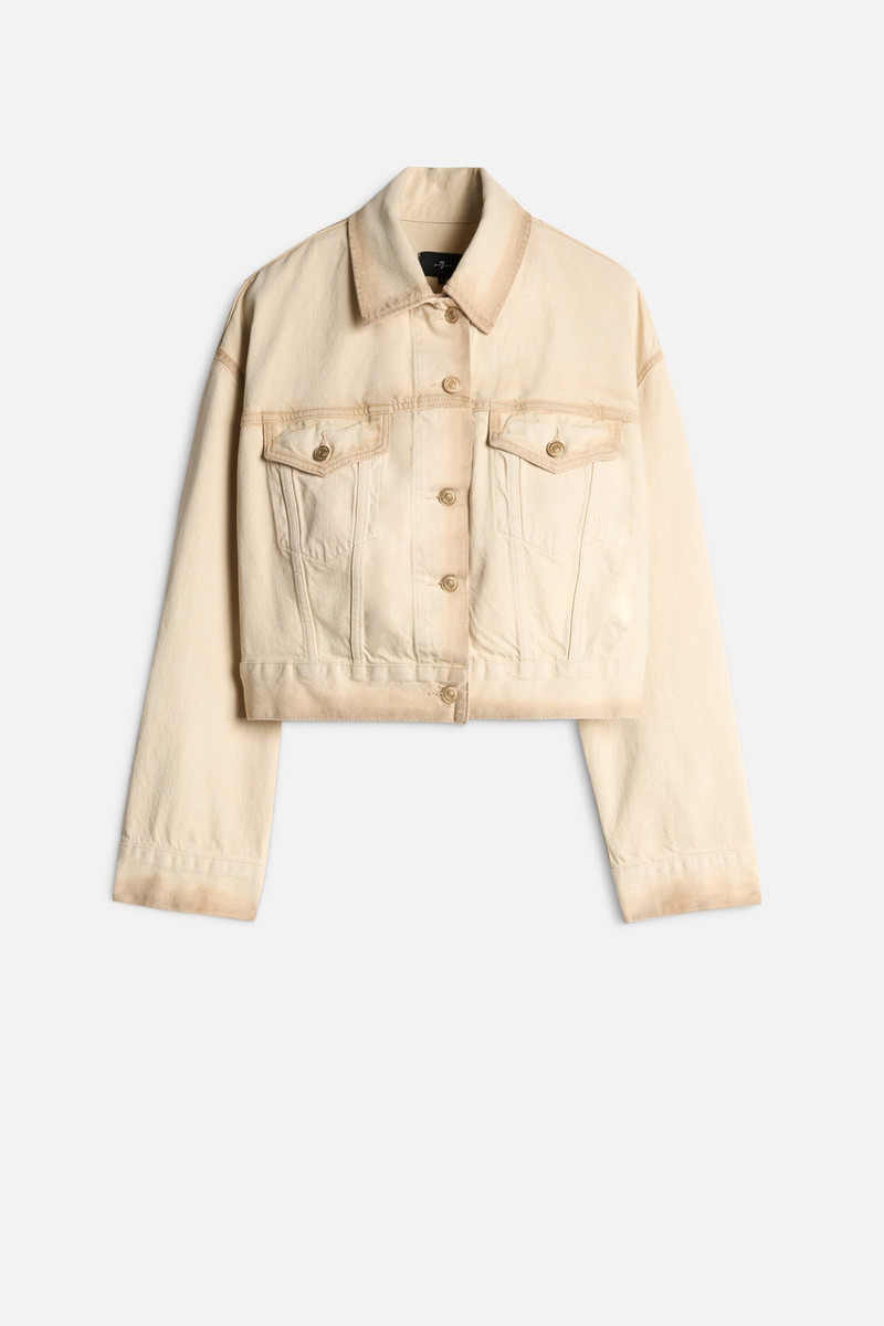 MANKIND Oli Cropped Trucker Jacket in Sand Beach 1