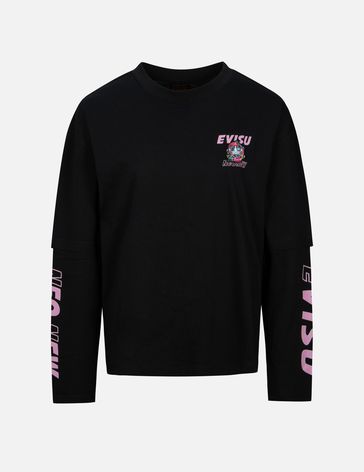 FAUX TWO-PIECE DARUMA AND LOGO PRINT REGULAR FIT T-SHIRT - 2