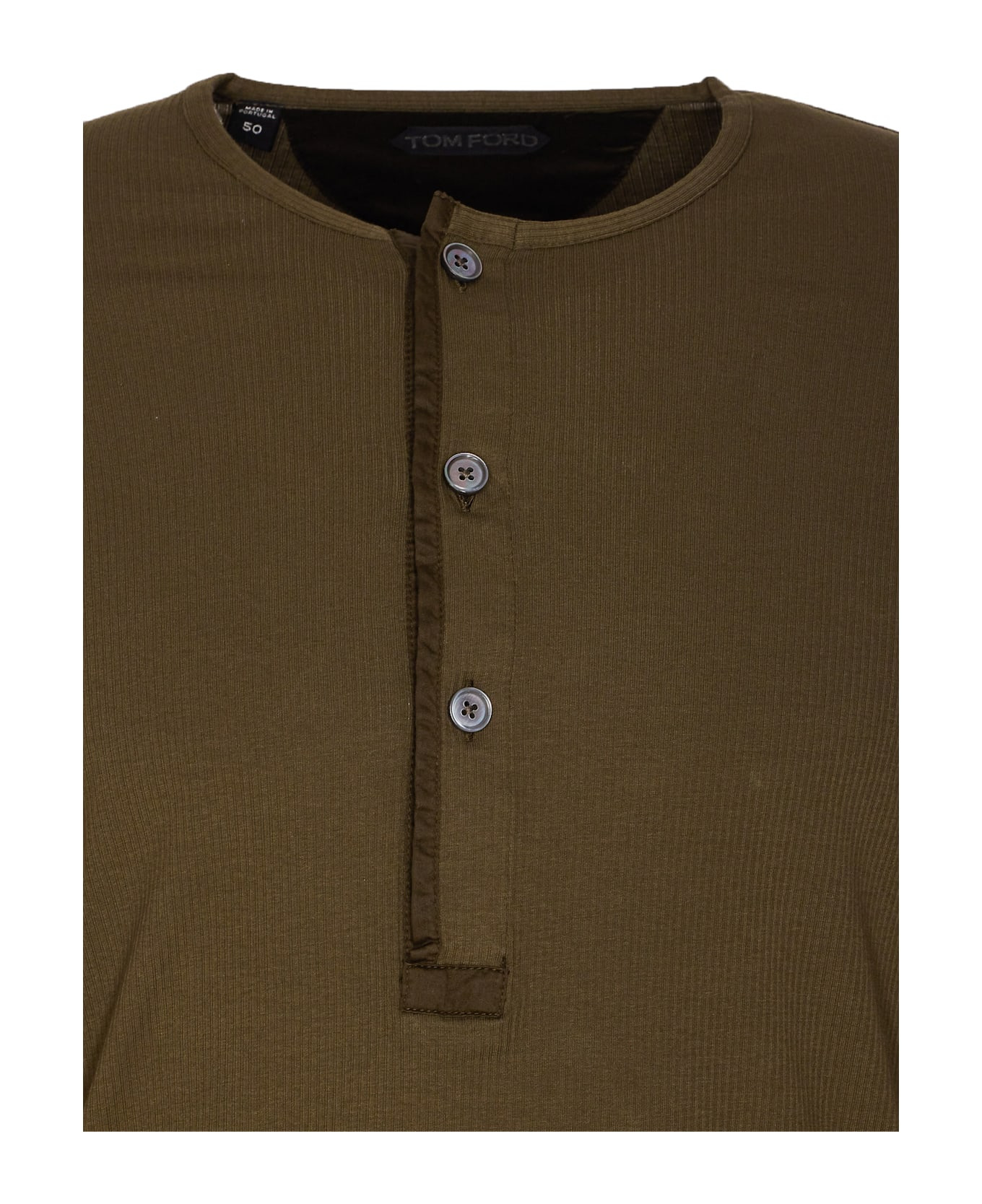 Ribbed Longsleeves Henley T-shirt - 4