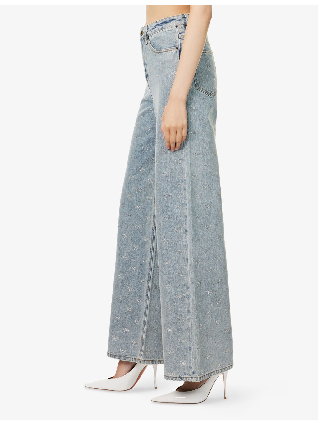 Embellished Wide-leg Denim Jeans - 3