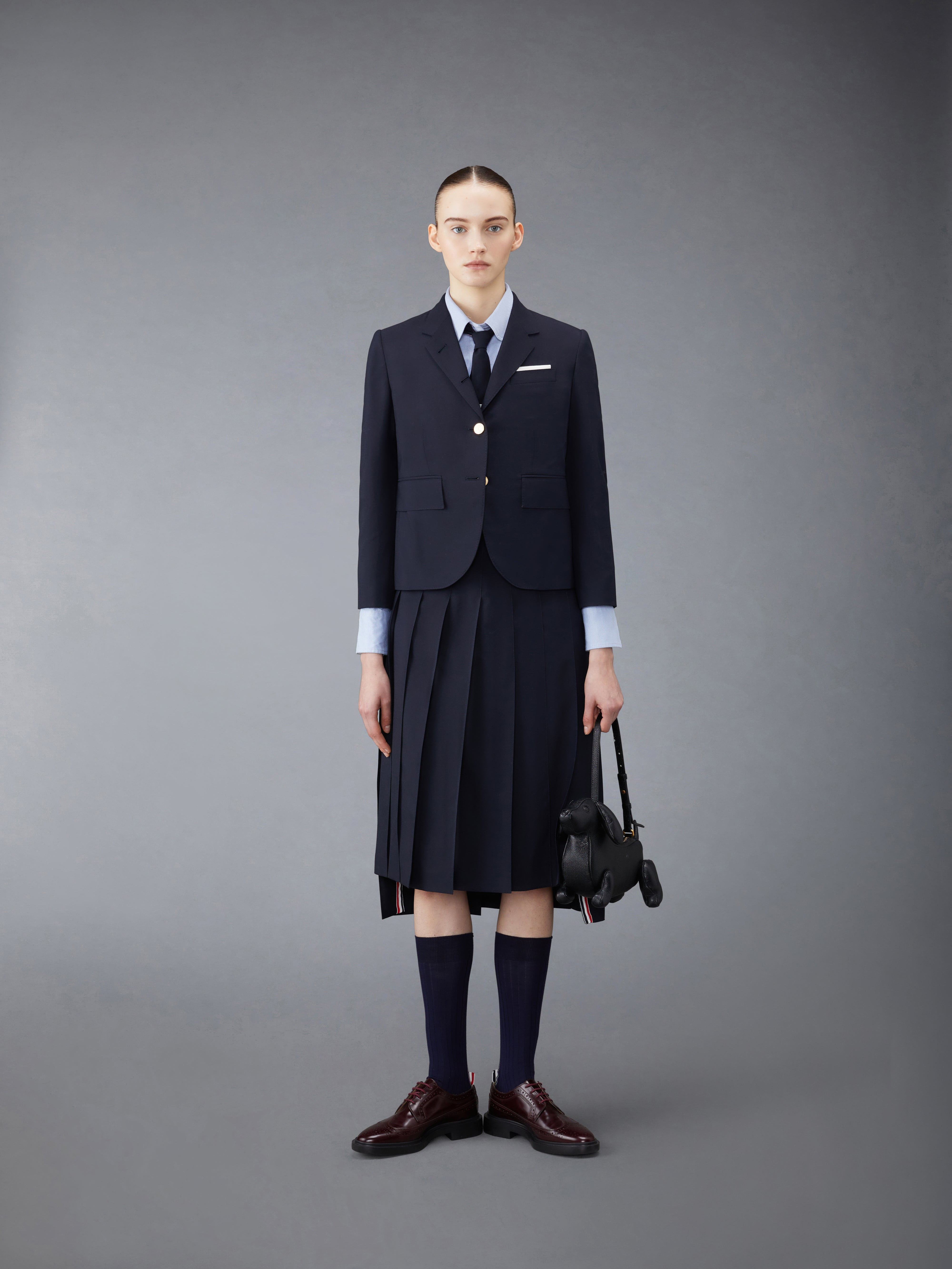 CLASSIC ROUND COLLAR SHIRT W/ RWB GROSGRAIN ARMBANDS IN OXFORD - 5