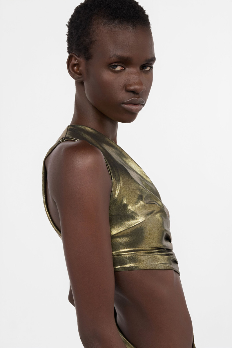 One-Shoulder Gold Dress with Cut-Out Detail 6