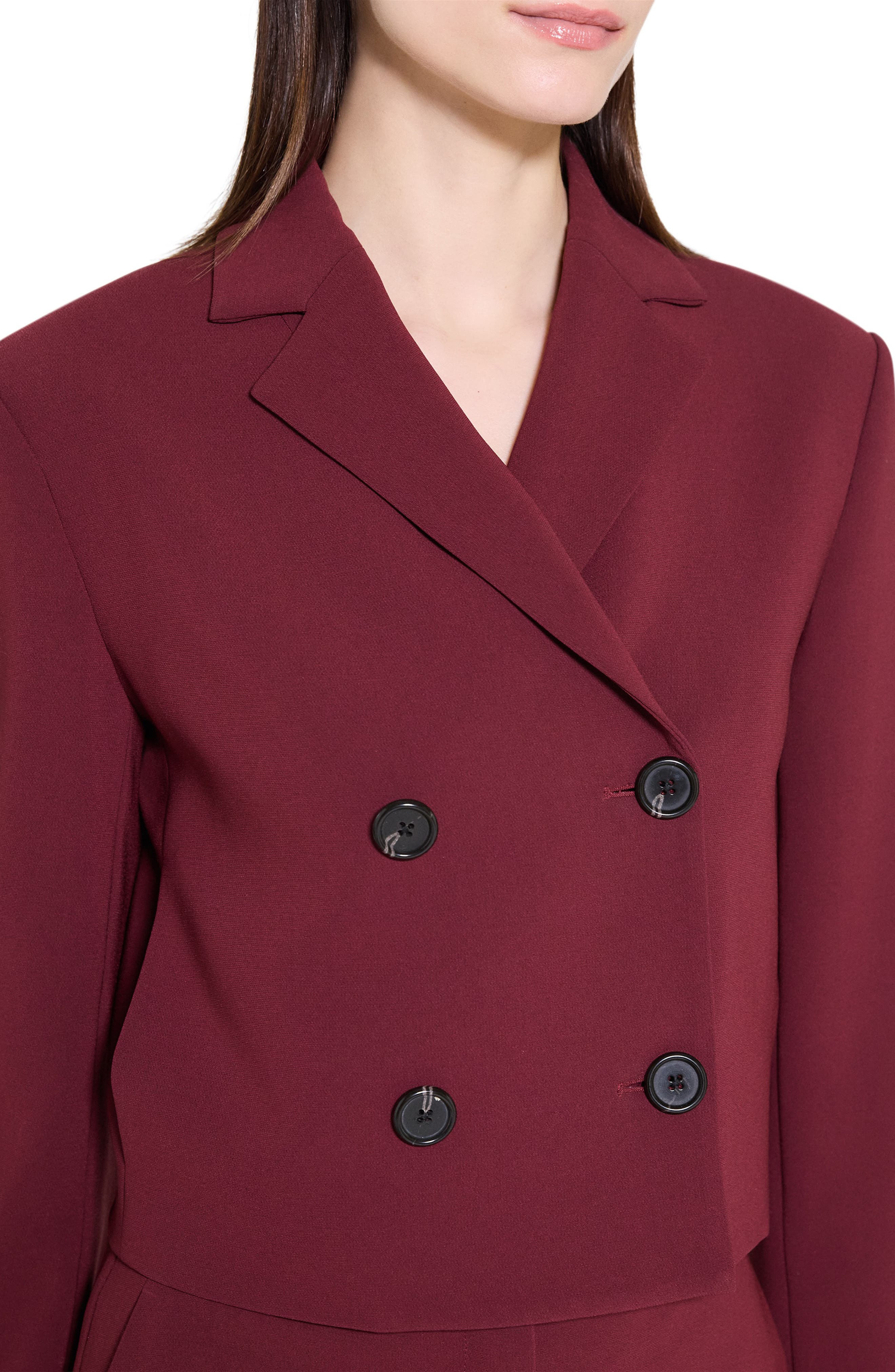Theory Admiral Double Breasted Crop Blazer in Grenache - 4