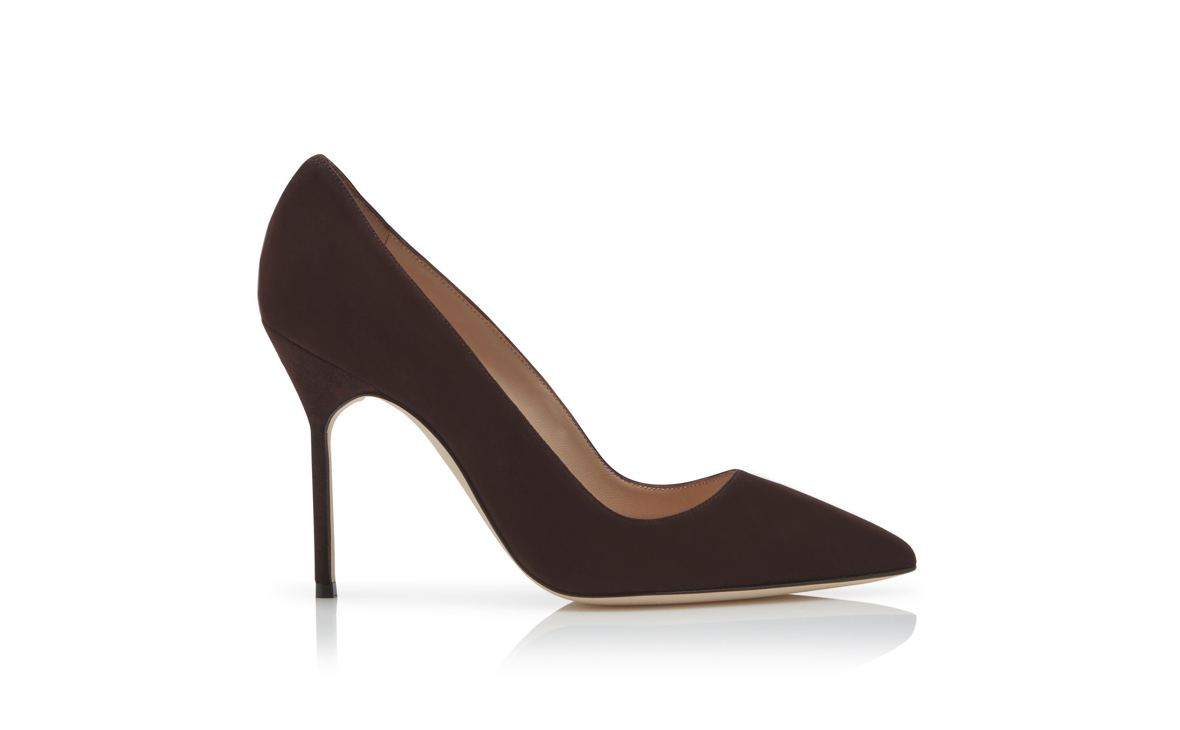 Chocolate Brown Suede Pointed Toe Pumps - 1