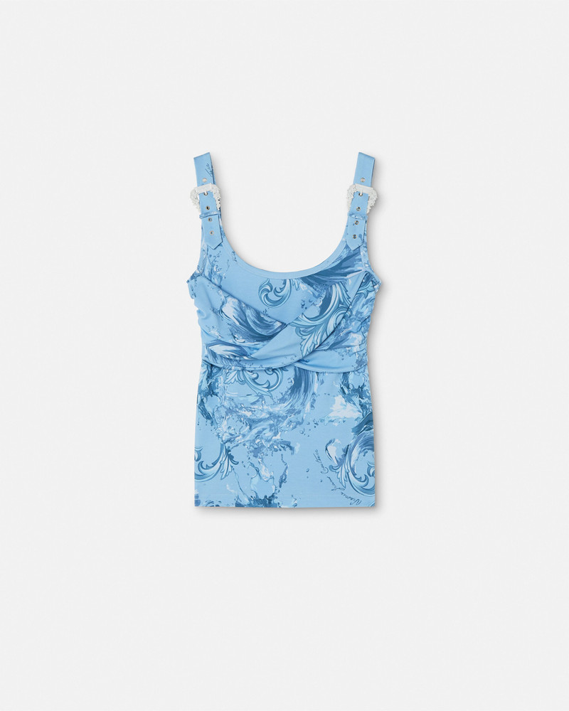 Printed Cotton Draped Tank Top 1