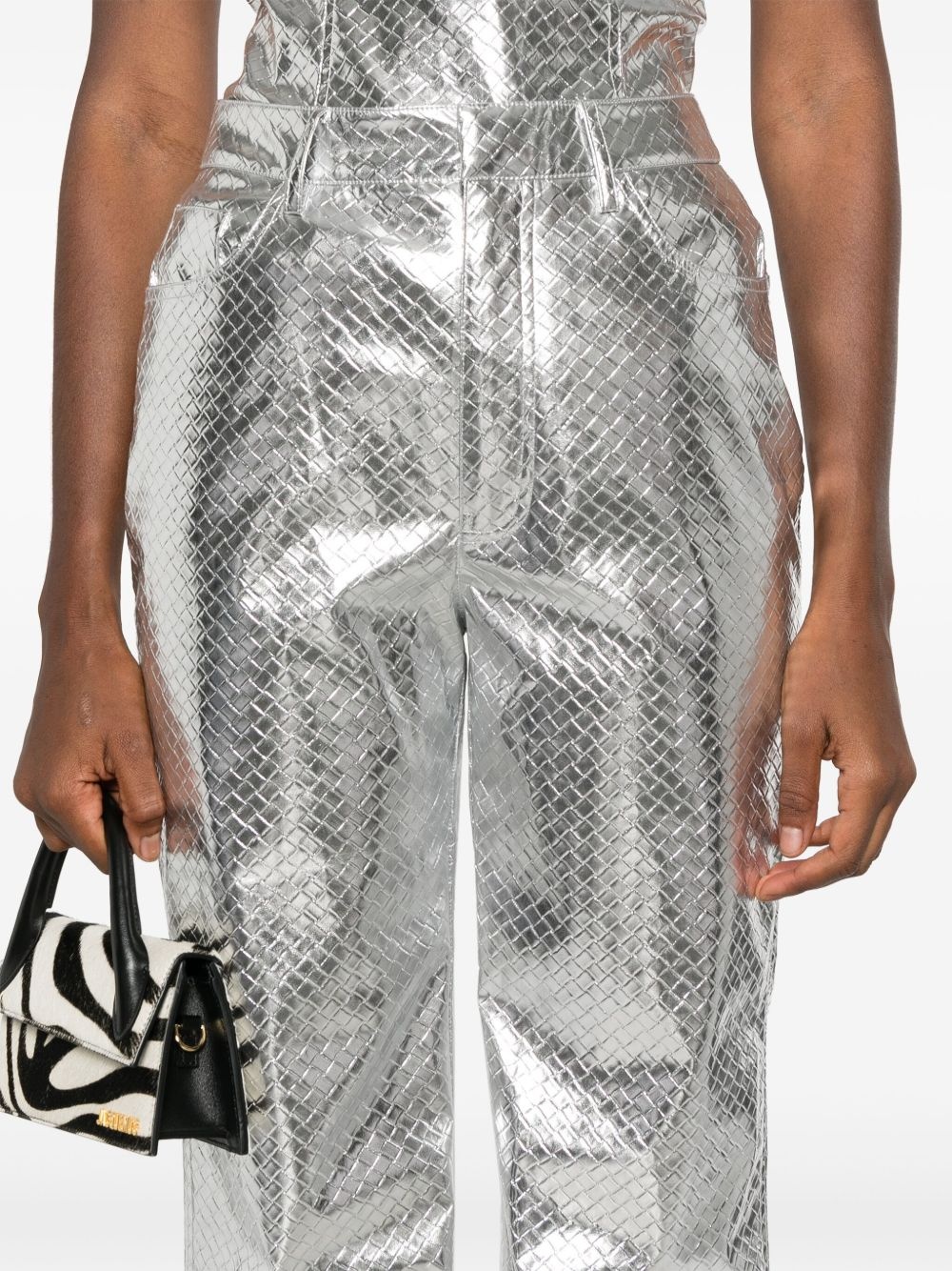 braided straight-leg trousers - 5