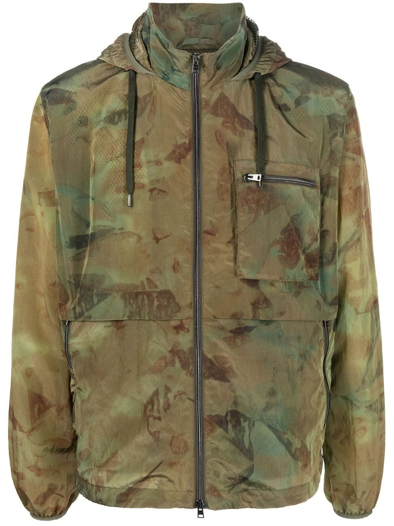 camouflage-pattern hooded bomber jacket 1