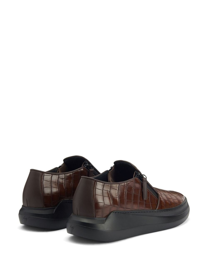 crocodile-effect leather slip-on sneakers 3