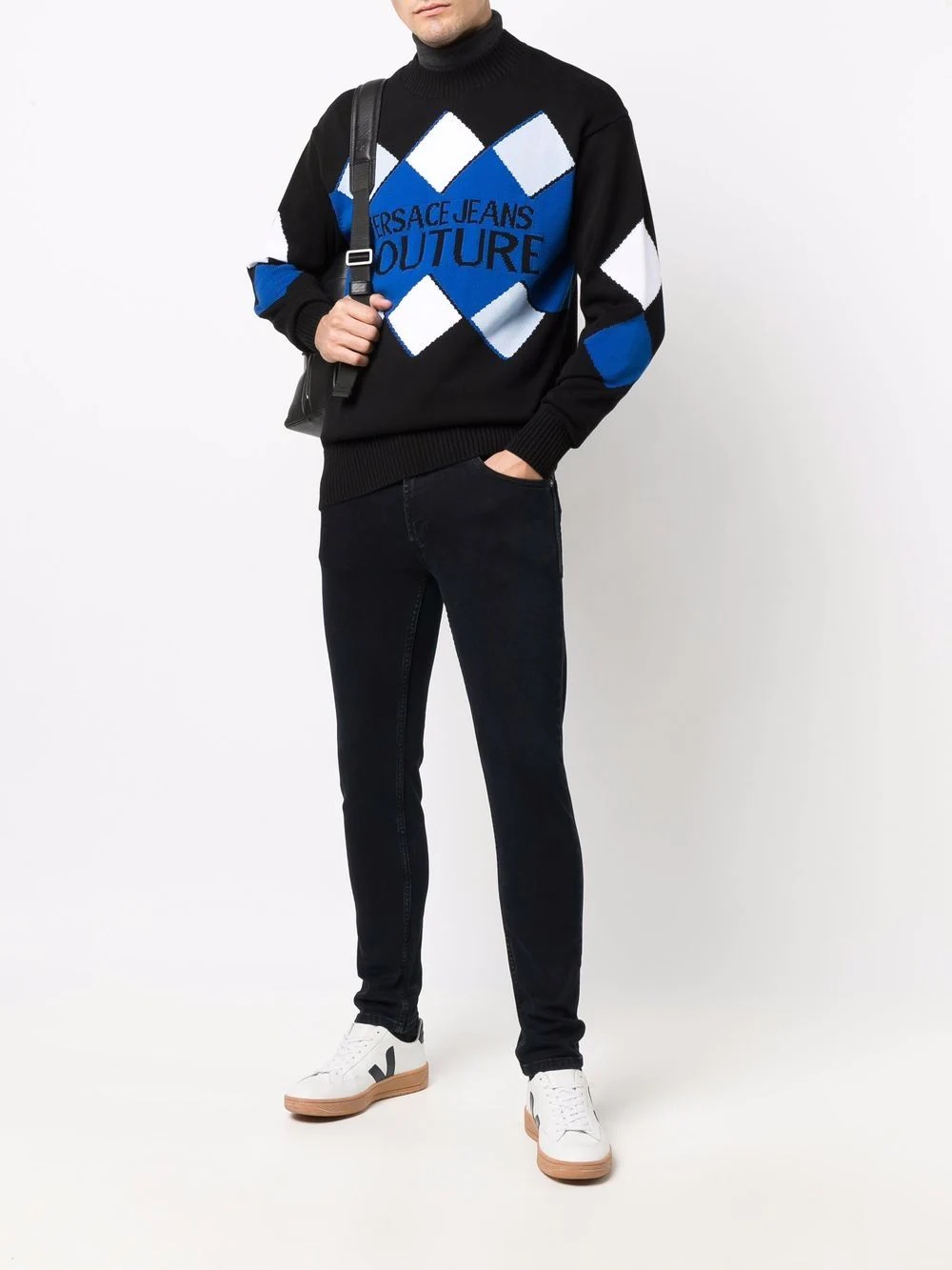 argyle knit cotton jumper - 2