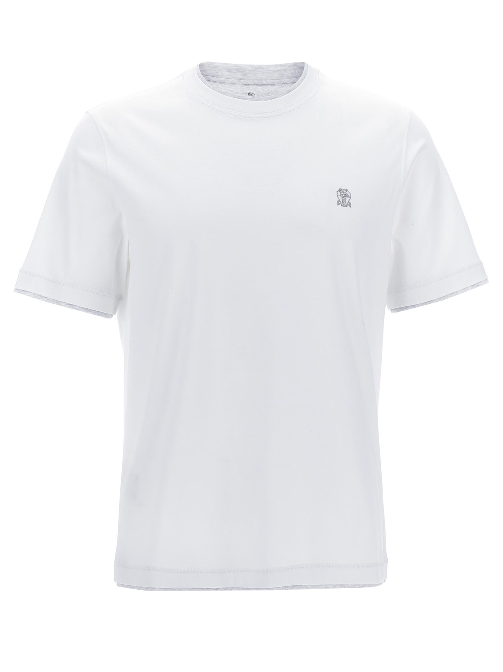Tシャツ・カットソー BRUNELLO CUCINELLI Logo layered T-shirt Brunello Cucinelli Logo Layered T-Shirt White | wananluxury