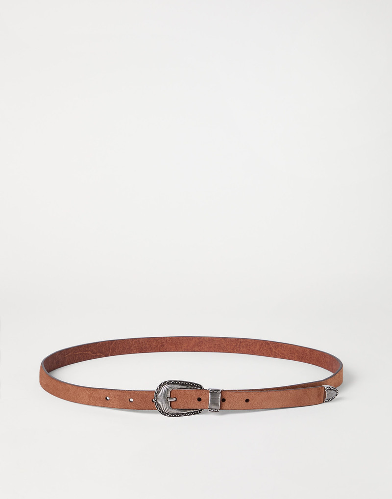 Reversed leather belt with tip 1