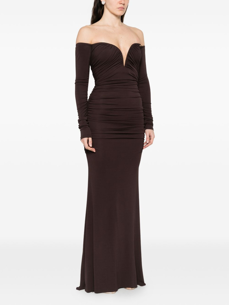 off-the-shoulder gathered maxi dress 3