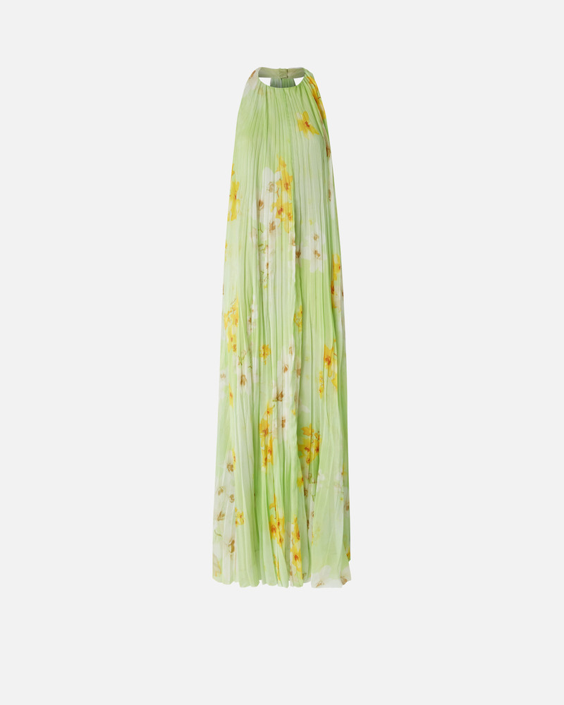 LONG PLEATED DRESS WITH FLORAL PRINT - 1