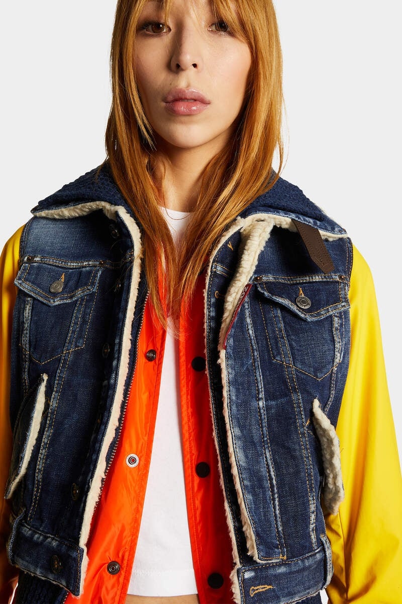 DARK EASY RIPPED WASH FISHERMAN JEAN JACKET - 5